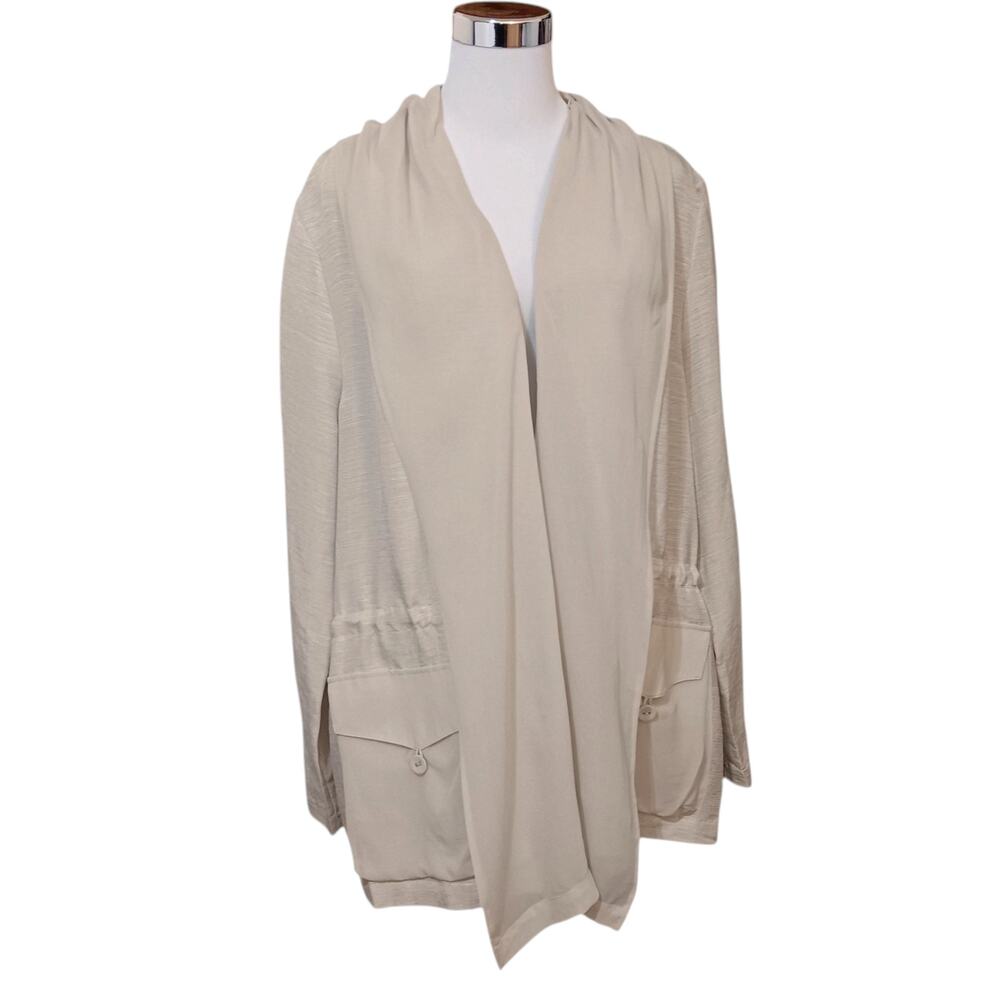 CHICO'S 3 Silk Linen Dressy Open Jacket Topper XL Pockets Event Career Travel - Picture 12 of 15